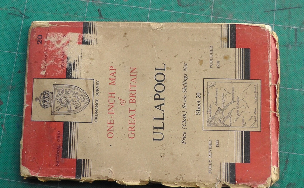 Ordnance Survey cloth map ULLAPOOL sheet 20 published 1958. 1 inch: I mile