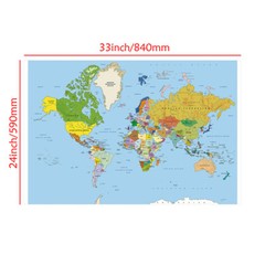 World Map Large Poster Wall Art Print Deco Home A1 A2