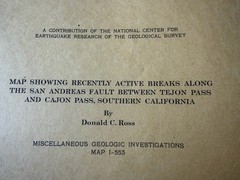 1969 USGS So. California Map SAN ANDREAS FAULT BETWEEN TEJON PASS AND CAJON PASS