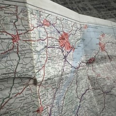 Dunlop, width of road map Wales and West Midlands, 5 miles to 1 inch, vintage