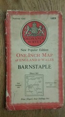 Ordnance Survey New Popular Edition One-Inch map 163 Barnstaple (paper)