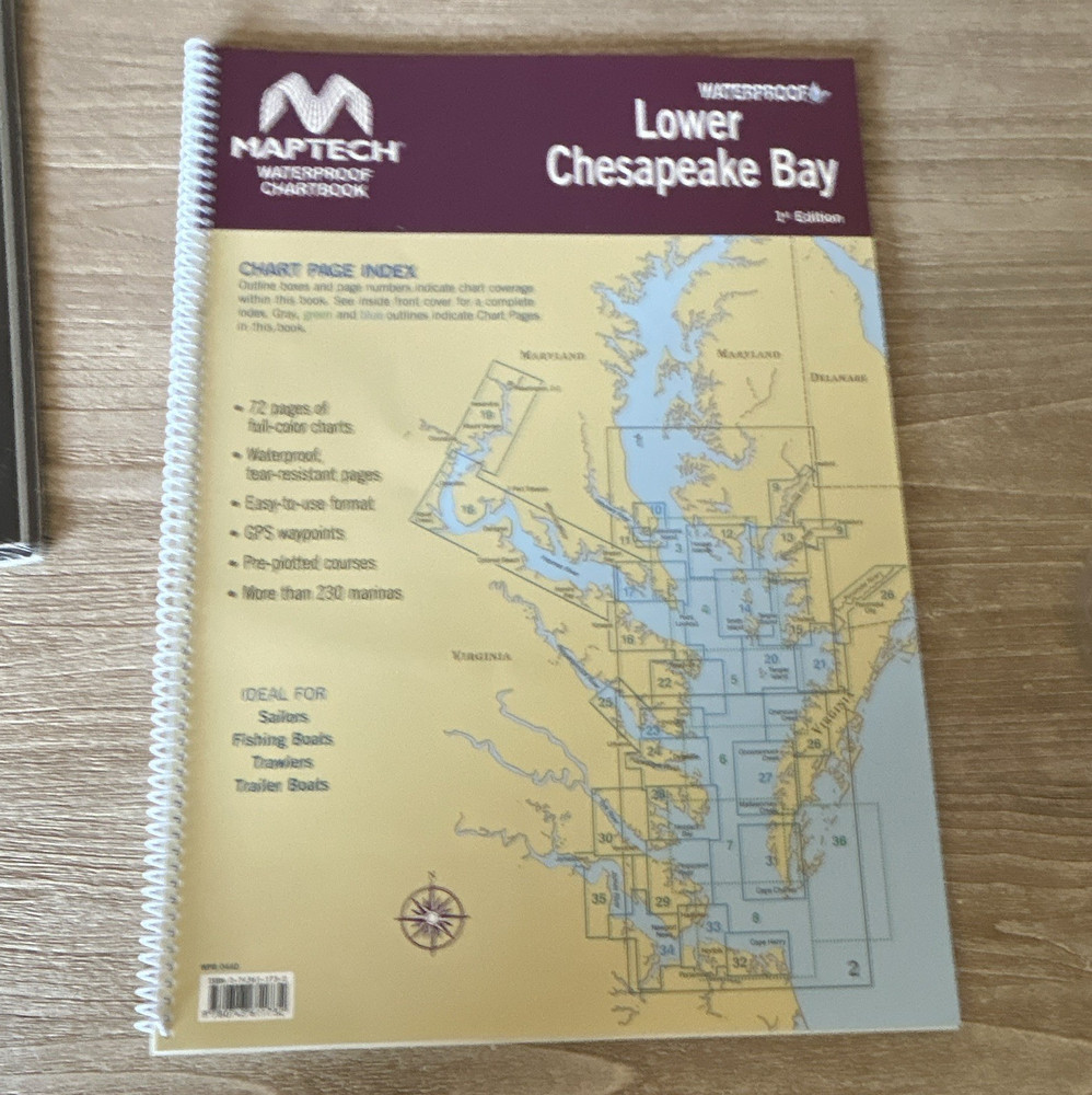 Maptech Waterproof Chartbook Lower Chesapeake Bay Spiral Bound English
