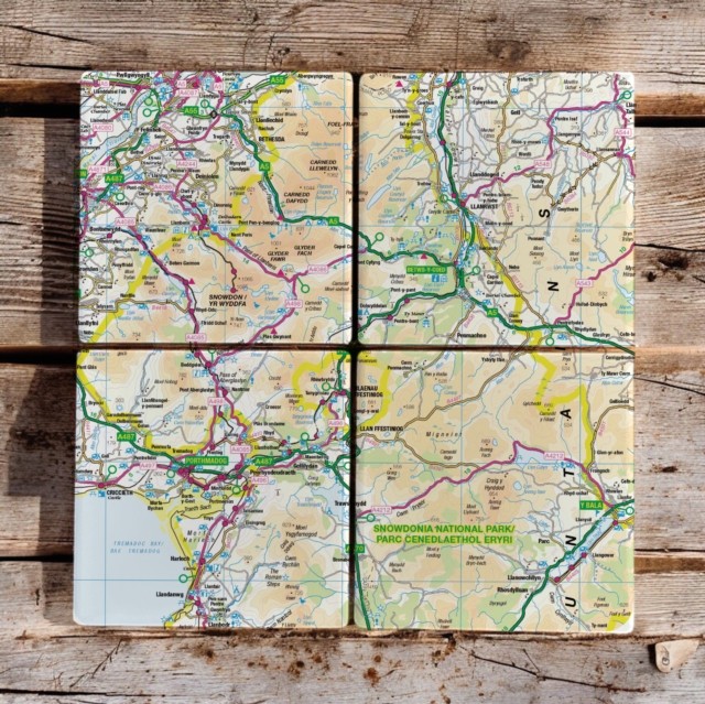 OS Map Ceramic Four Coaster Set – Snowdonia National Park (General merchandise)
