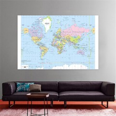 World Map Atlas Geography Political Poster Print Sizes A1 A2