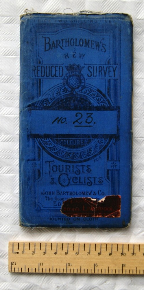 c1914 Bartholomew’s Reduced Survey Tourists & Cyclists linen map No. 23 Hereford