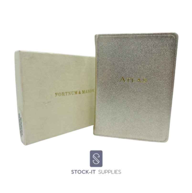 Fortnum & Mason Leatherbound Traveler’s Atlas White Gold Genuine Gilded Edge