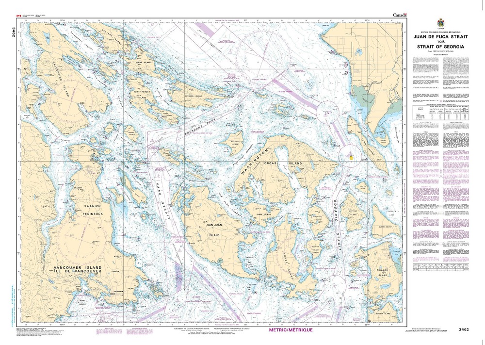 Juan de Fuca Strait to/à Strait of Georgia | CHS Chart 3462 (34 x 47)