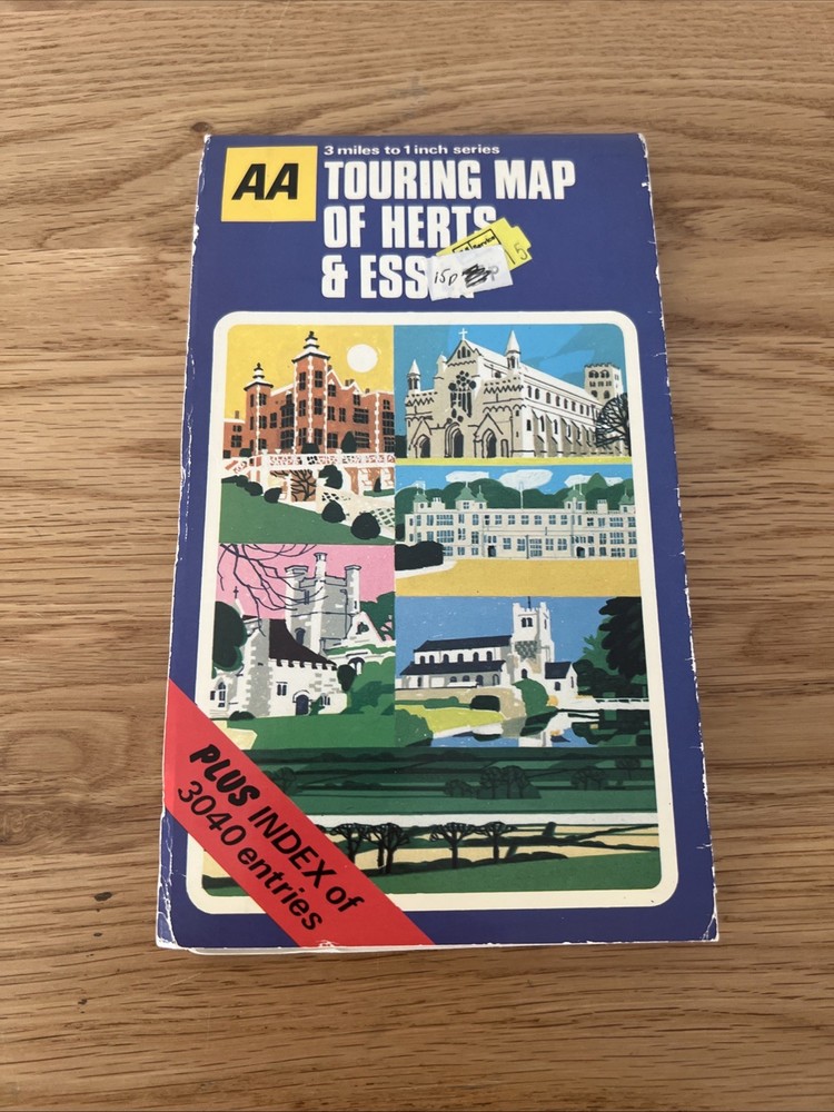 Vintage AA touring Map Of Herts & Essex 3 Miles To 1” Series