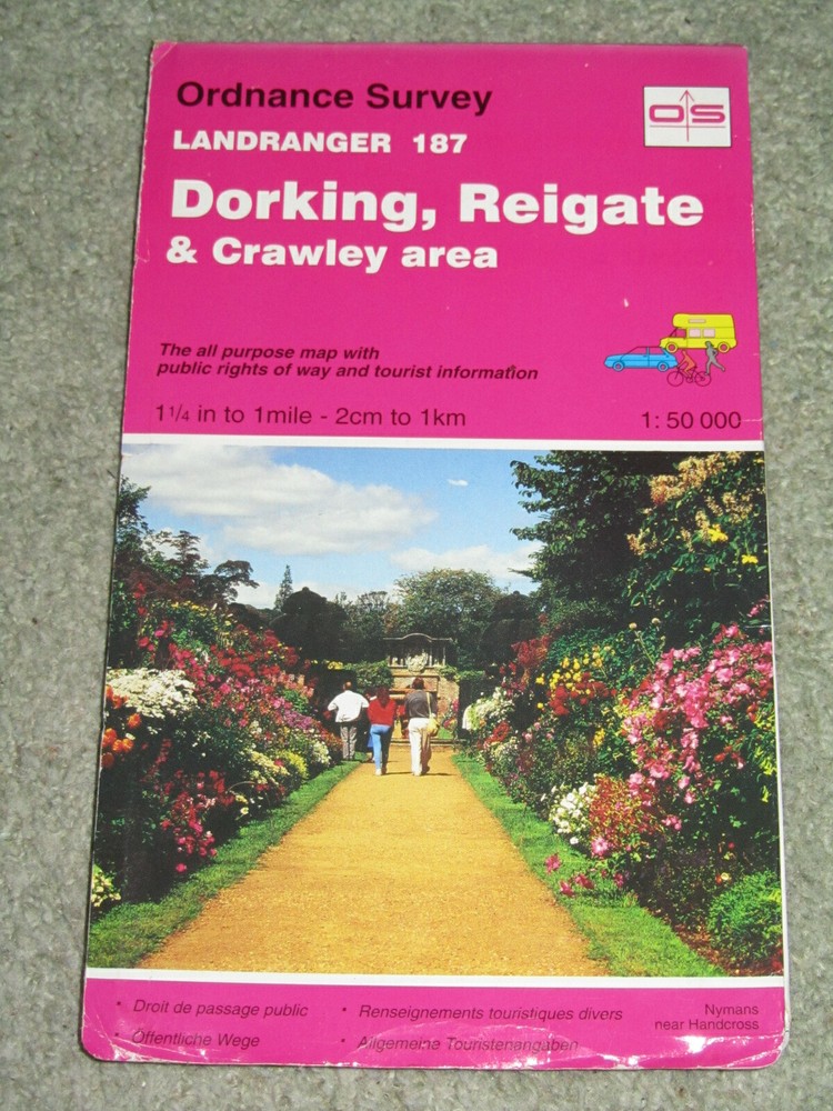 OS Ordnance Survey Landranger Map Sheet 187 Dorking, Reigate & Crawley area 1993