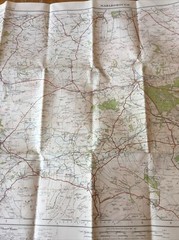 1919 Ordnance Survey One Inch Contoured Road Cloth Map 112 Marlborough & Devizes