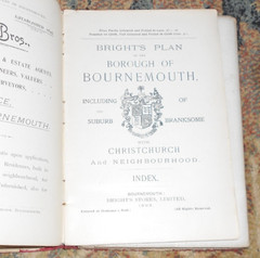 BRIGHT’S MAP OF BOURNEMOUTH WITH MAP OF CHRISTCHURCH 1903. ON LINEN 96 x 83 cms