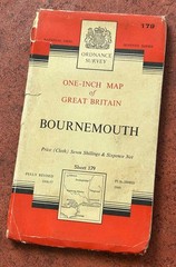 1960 OS Ordnance Survey One Inch Map, of Bournemouth Sheet 179