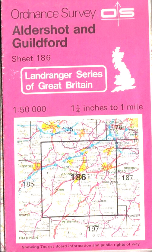 Ordnance Survey Aldershot and Guildford – Landranger 1:50,000 Map Sheet 186