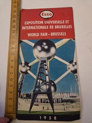 Vintage 1958 Brussels World Fair Map Esso Exposition Universelle Atomium Plan