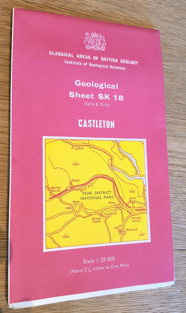 Geological survey map Castleton Peak District OS Solid and Drift Sheet SK18 1975