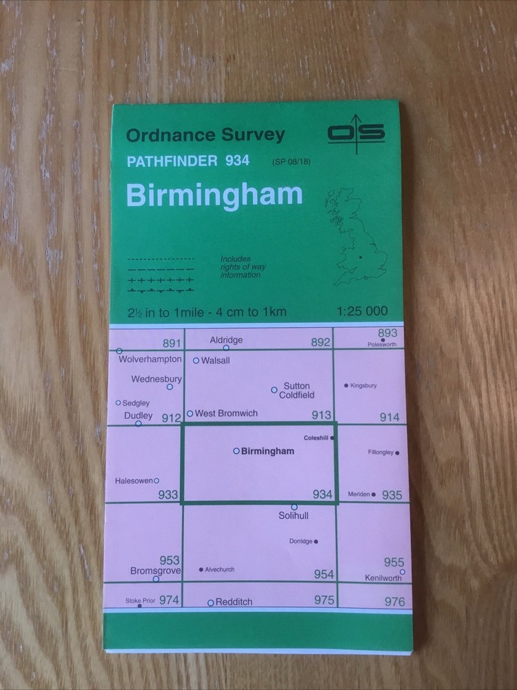 1994 Ordnance Survey Pathfinder Map 934 SP 08/18 Birmingham (incl Solihull )
