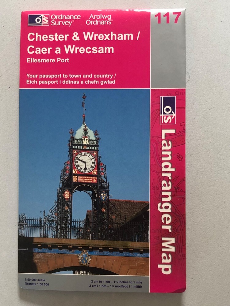 Chester & Wrexham/Wrecsam Map | Ellesmere Port Ordnance OS Landranger Map 117