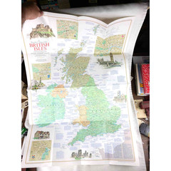 A Traveler’s Map of the British Isles by National Geographic 1974 Map (3C)