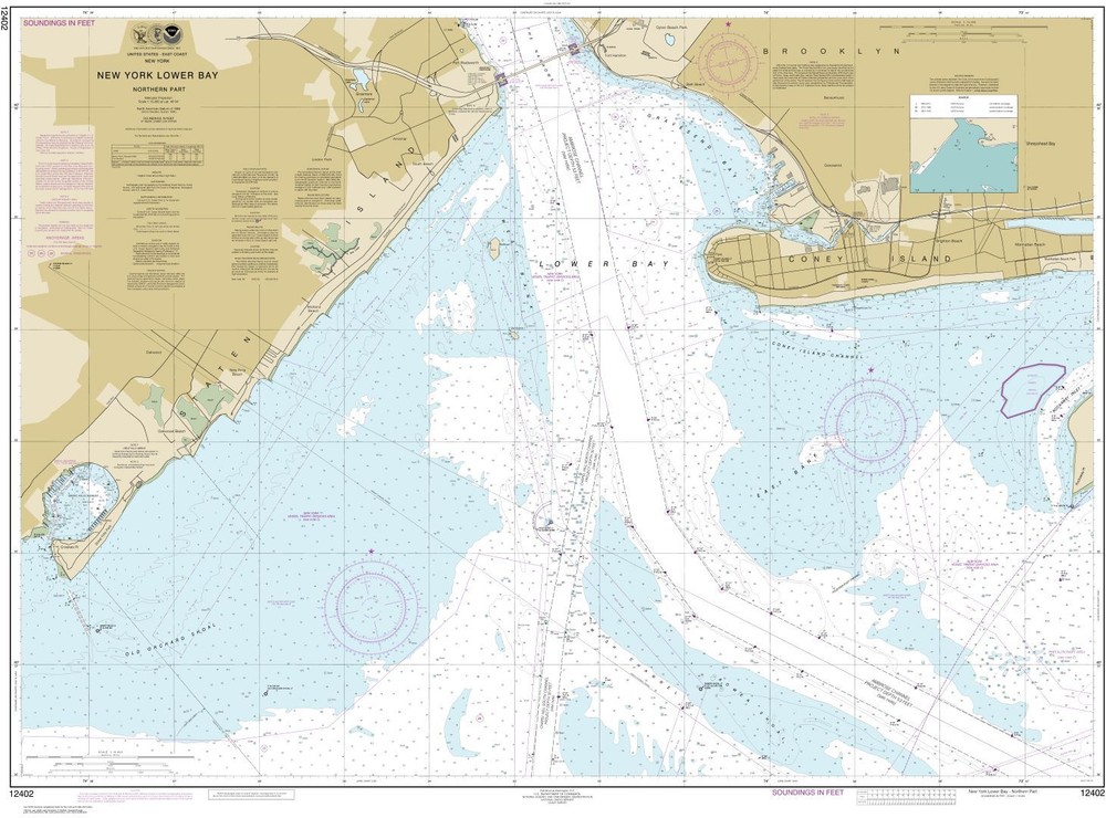New York Lower Bay Northern part | Waterproof NOAA Chart 12402