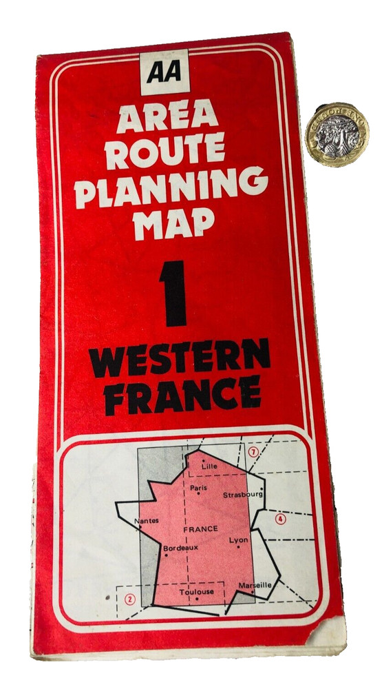 Route Planning Map Western France AA Tourist Collectable Vintage ra