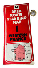 Route Planning Map Western France AA Tourist Collectable Vintage ra