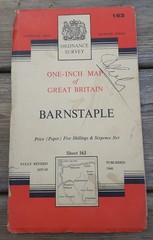 BARNSTAPLE Ordnance Survey One-Inch Map Sheet 163 7th Series 1960 Paper