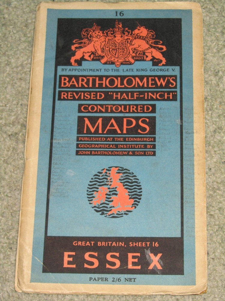 Bartholomews Revised Half-inch map – England – 1945-1949 – good condition