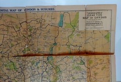 1940s Vintage “GEOGRAPHICA” NEW MAP of LONDON with Postal Area & Sub-Districts