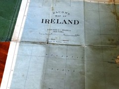 Bacon’s Motoring & Cycling Road Map IRELAND Colour Cloth Fold Out Early 1900’s