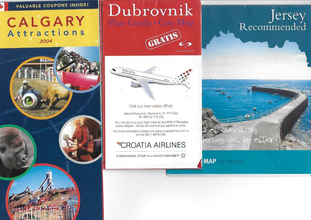 TRAVEL GUIDES. CALGARY, DUBROVNIK & JERSEY VGC