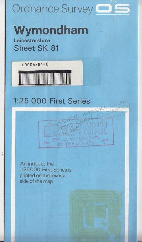 Ordnance Survey (OS) 1:25,000 First Series Map Sheet SK 81 Wymondham Leics