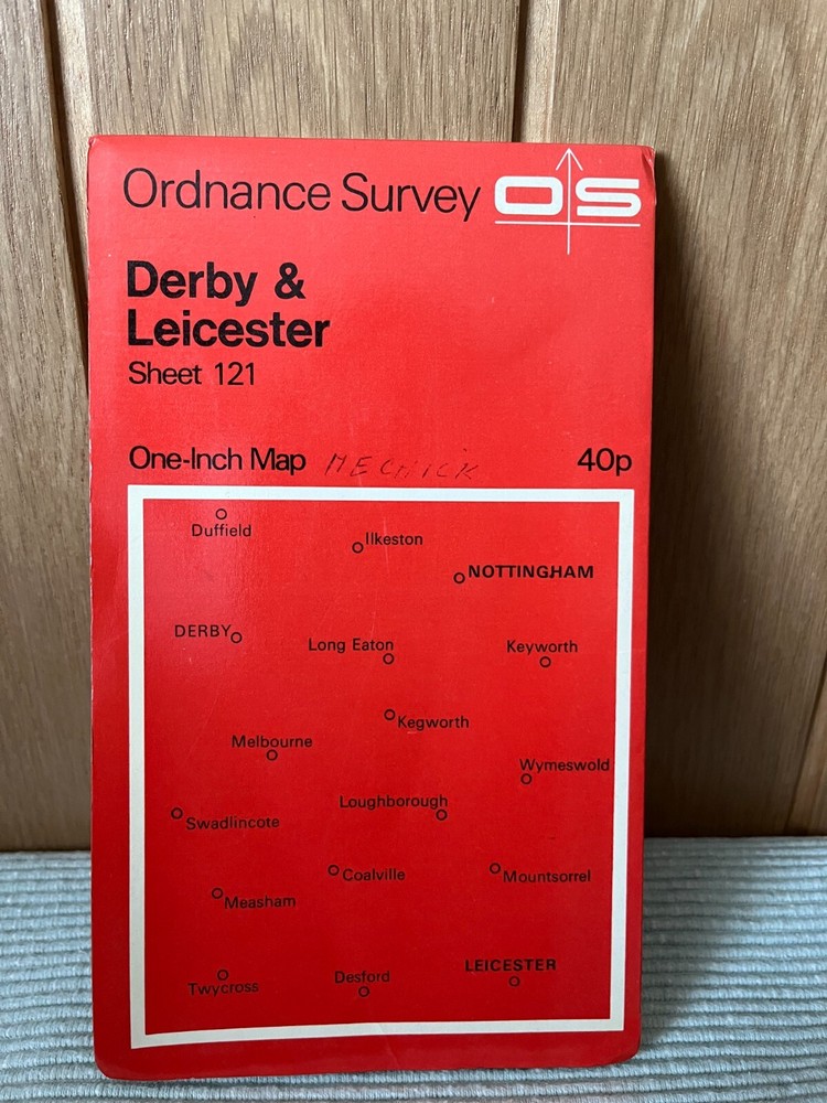 Ordnance Survey One Inch Map – Derby & Leicester. Sheet 121 VGC. 1962.