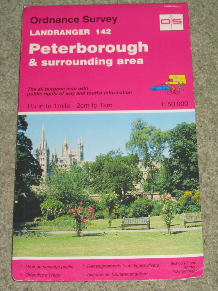 OS Ordnance Survey Landranger Map Sheet 142 Peterborough – 1991