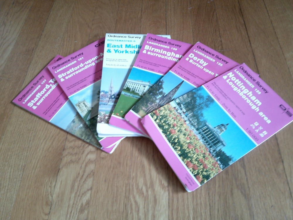 Vintage Ordnance Surveys Maps UK Great Britain 1980s LOT of 6 OS (Free Ship US)