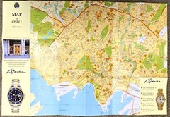 Vintage Street Map-Oslo, Norway-1990