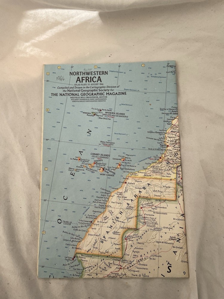 Vintage National Geographic Map Northwestern Africa August 1966