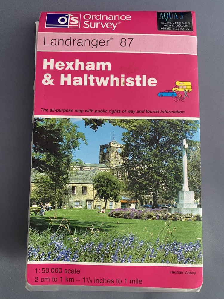 Ordnance Survey. Hexham & Haltwhistle Map 87 Laminated Landranger. 1:50 000.