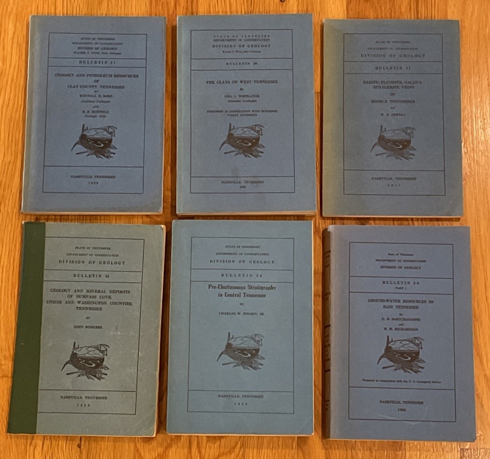 6-Vintage Division Of Geology Tennessee Bulletin/Booklets, Fold Maps 1939-1956