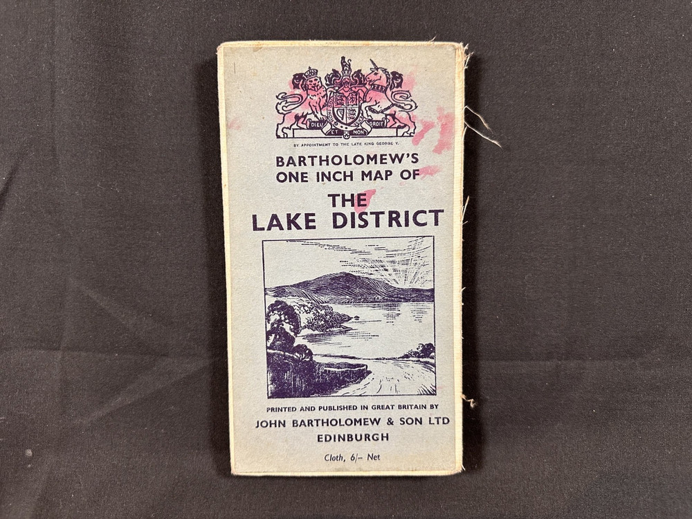 Bartholomew Cloth Map The Lake District Vintage Foldable