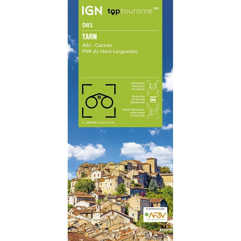 France Tarn / Albi Castres PNR Haut-Languedoc IGN TOP100 map D81 cycling tourism