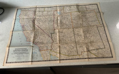 1948 Nat Geographic Magazine, Large Paper Map, South Western United States