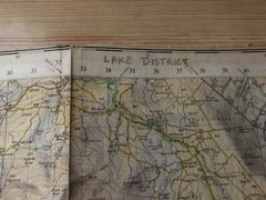 Large vintage Lake District Ordnance Survey map, folded, C.1959, 82cm x 100cm