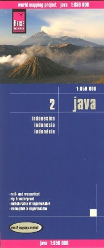 JAVA & BALI (INDONESIA) 1:650,000 TRAVEL MAP, WATERPROOF, By Reise Knowhow *NEW*