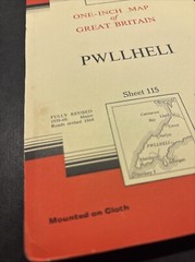 Vintage Ordnance Survey Map 7th series One Inch Cloth Mounted Pwllheli 1964