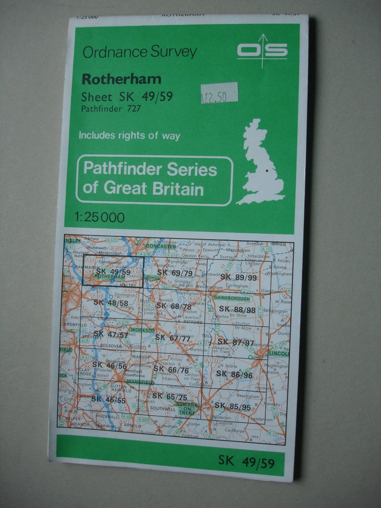 1982 ROTHERHAM Ordnance Survey 1:25000 Pathfinder Map SK49/59 Yorkshire