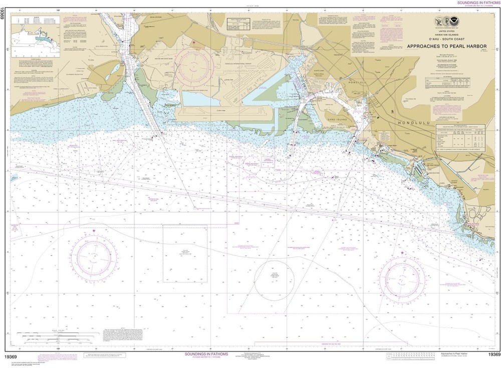 O‘ahu South Coast Approaches to Pearl Harbor | Waterproof NOAA Chart 19369