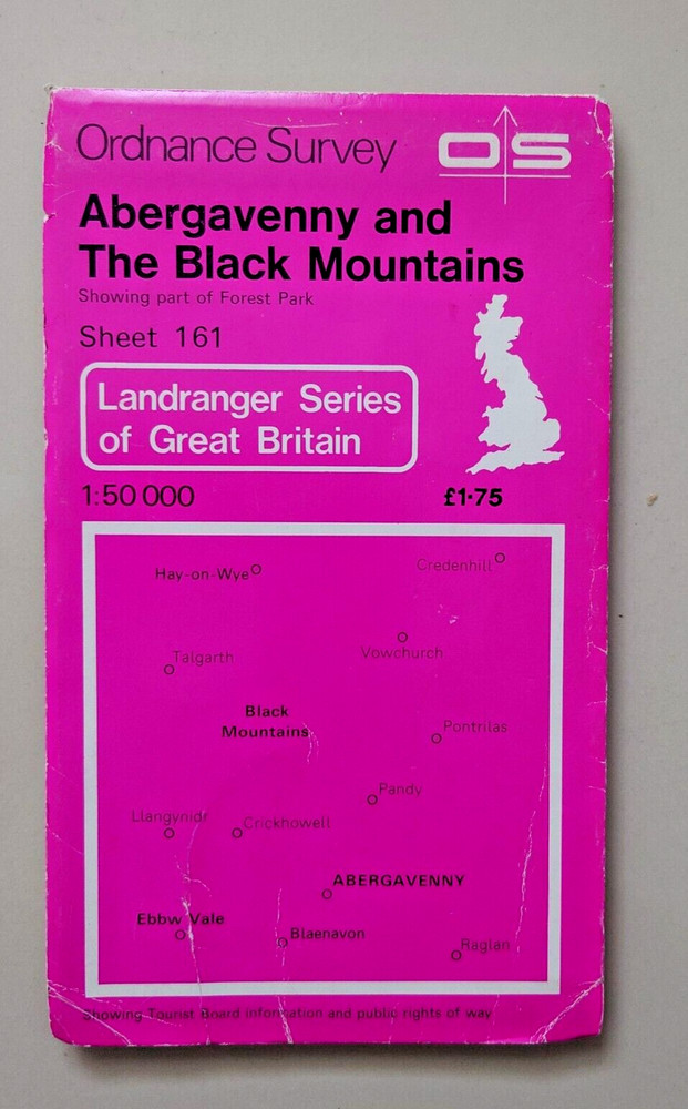 Abergavenny & The Black Mountains OS Landranger Map Sheet 161 1979