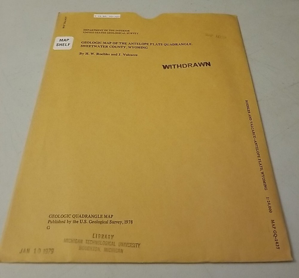 USGS Geologic Map Antelope Flats Quadrangle, Sweetwater County, Wyoming w/Sleeve