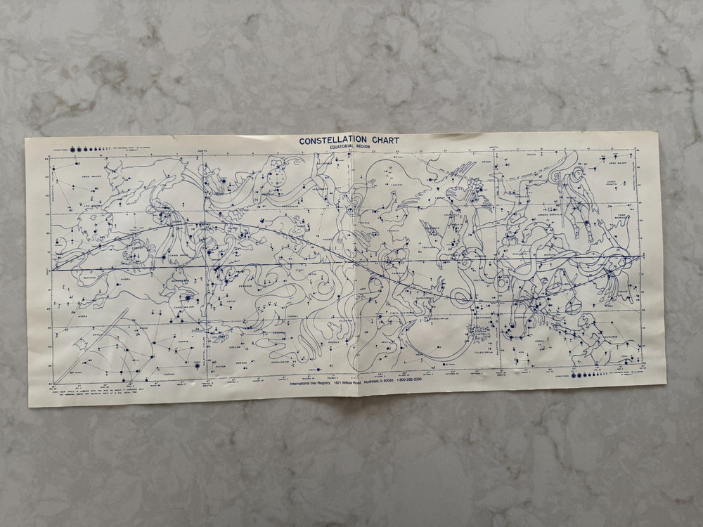 Constellation Chart – Equatorial Region, by International Star Registry