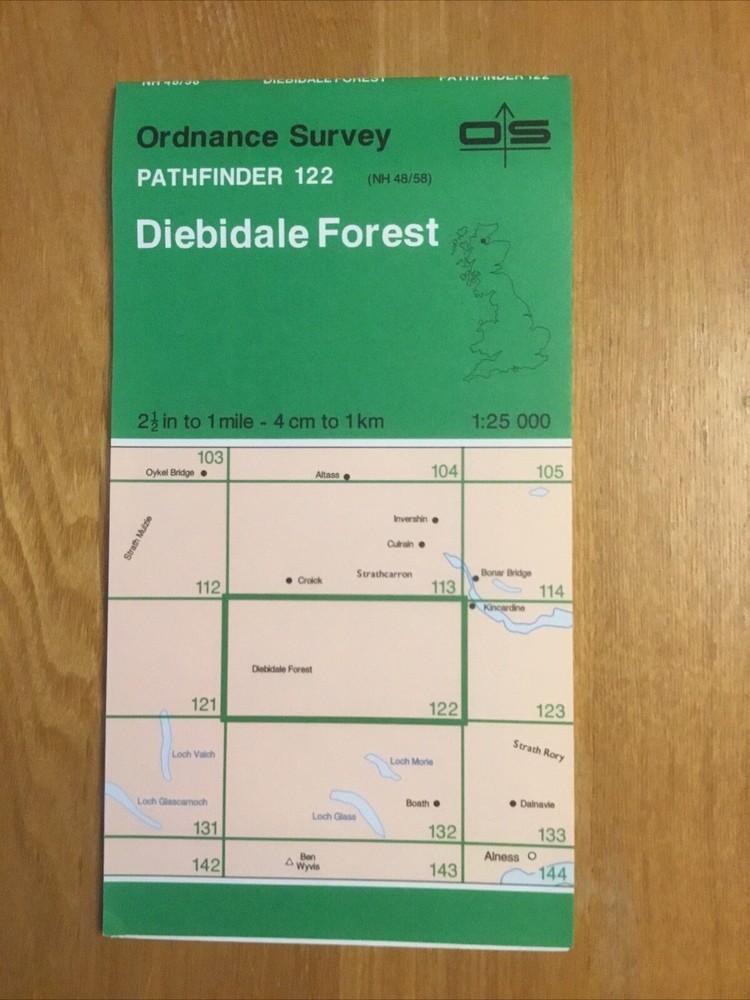 1994 Ordnance Survey Pathfinder Map 122 NH 48/58 Diebidale Forest